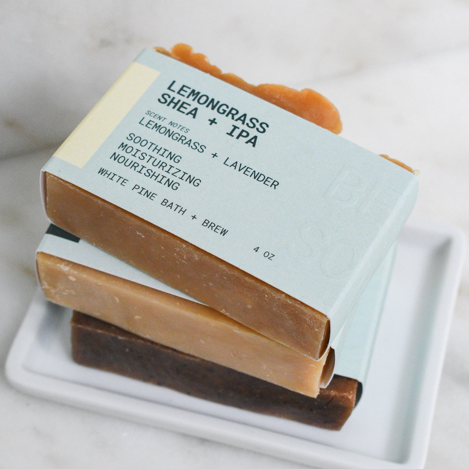 Lemongrass Shea + IPA beer soap stack