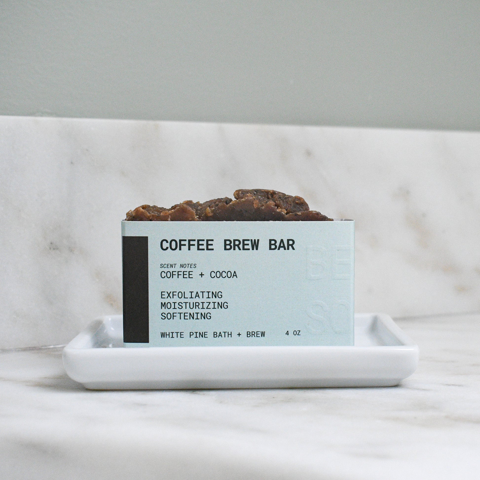 Coffee Brew Bar beer soap on ceramic dish
