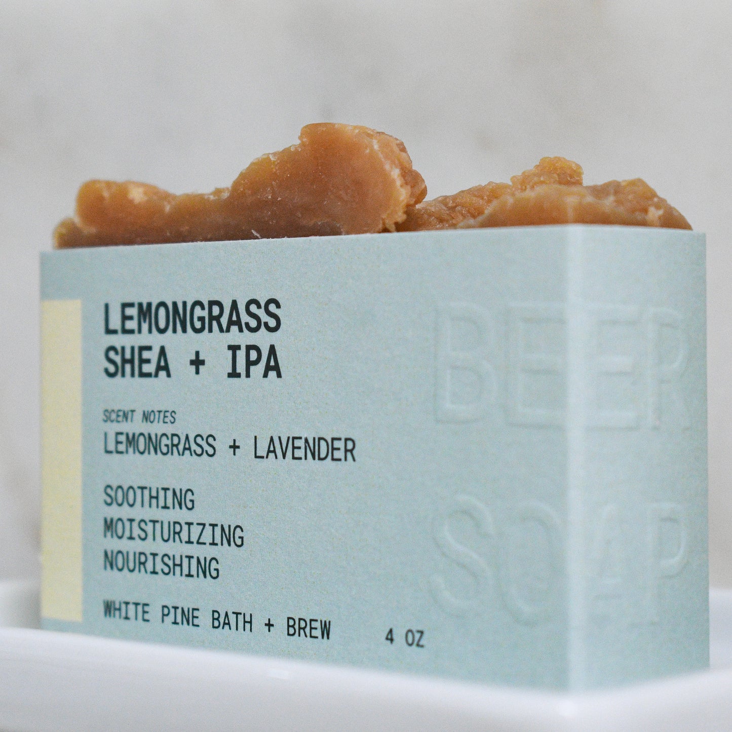 bar of lemongrass shea + IPA beer soap