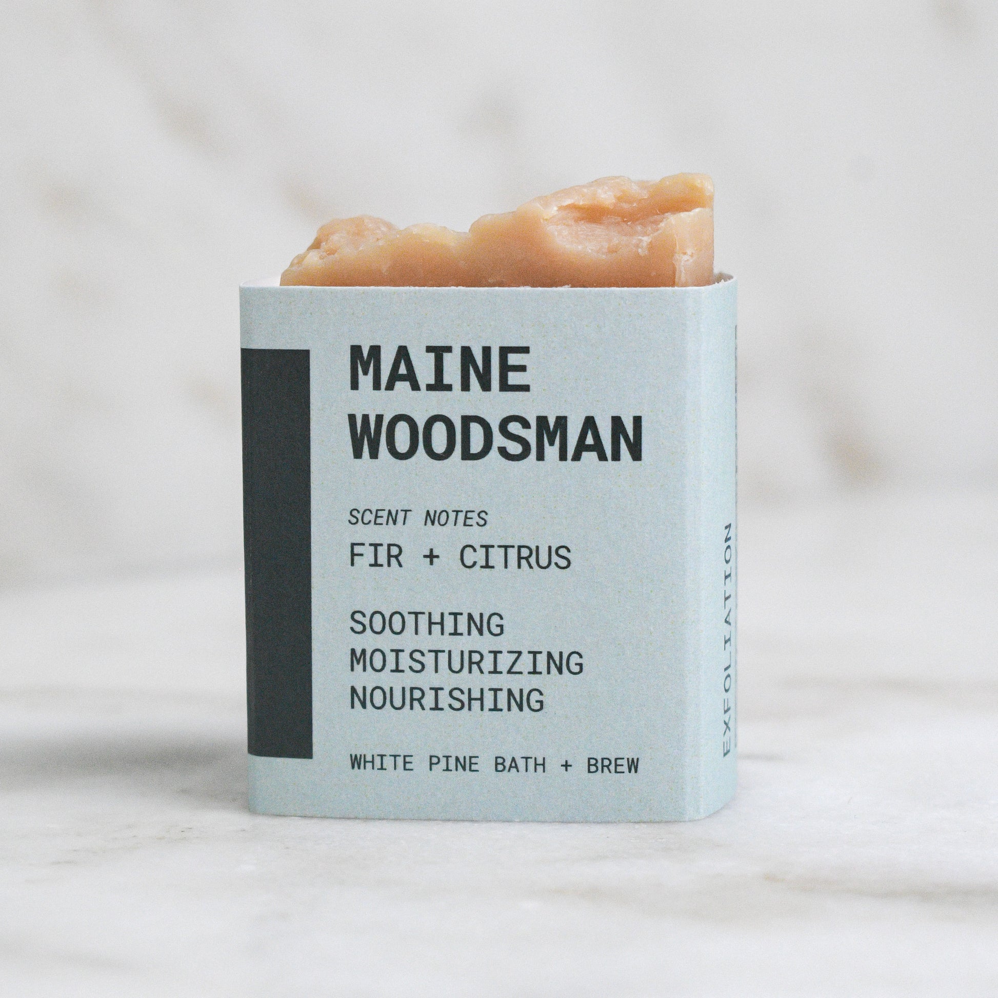 Maine woodsman mini beer soap: fir and citrus, soothing, moisturizing, nourishing