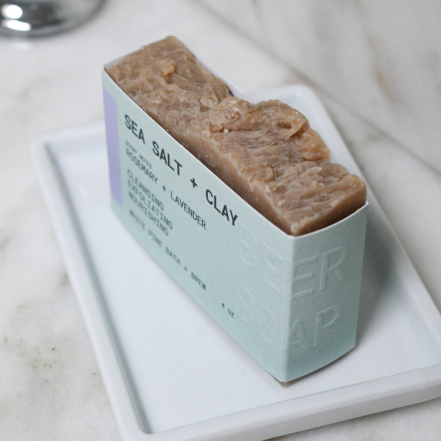 Sea Salt + Clay beer soap scented with rosemary and lavender