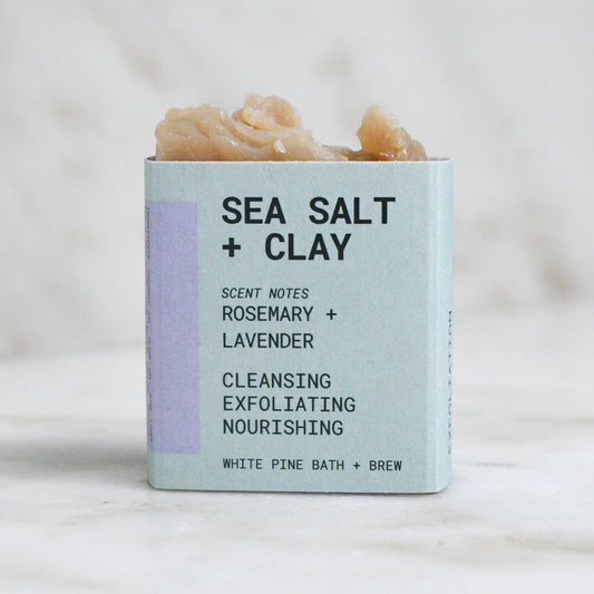 Sea Salt + Clay mini beer soap: rosemary and lavender, cleansing, exfoliating, nourishing