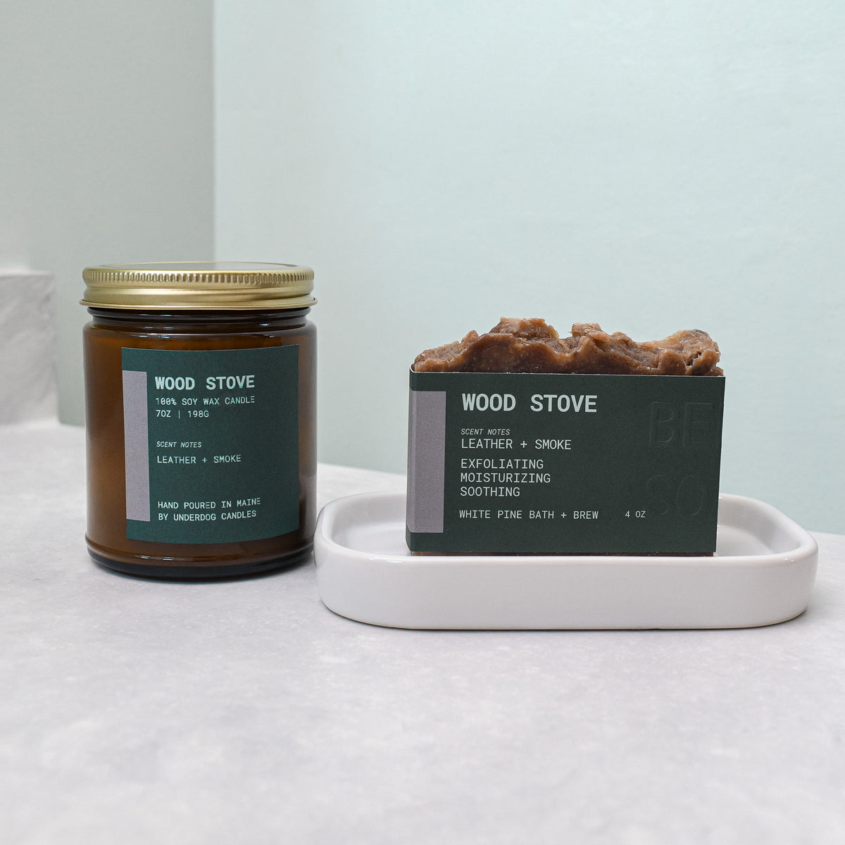 Wood Stove Beer Soap + Candle Bundle