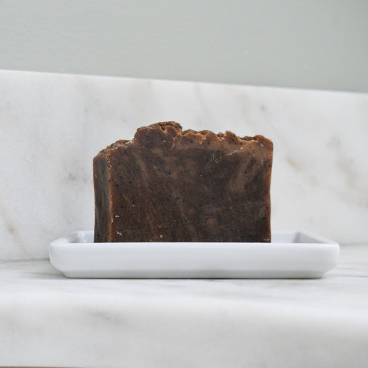 Coffee Brew Bar bare beer soap on soap dish