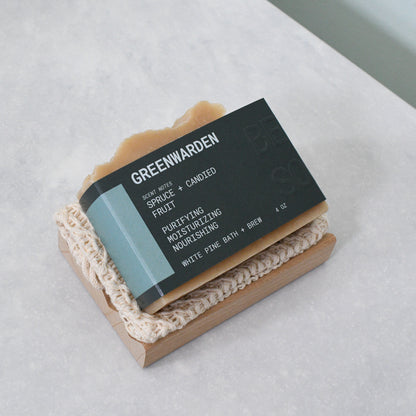Greenwarden beer soap soap saver bag, wooden soap dish