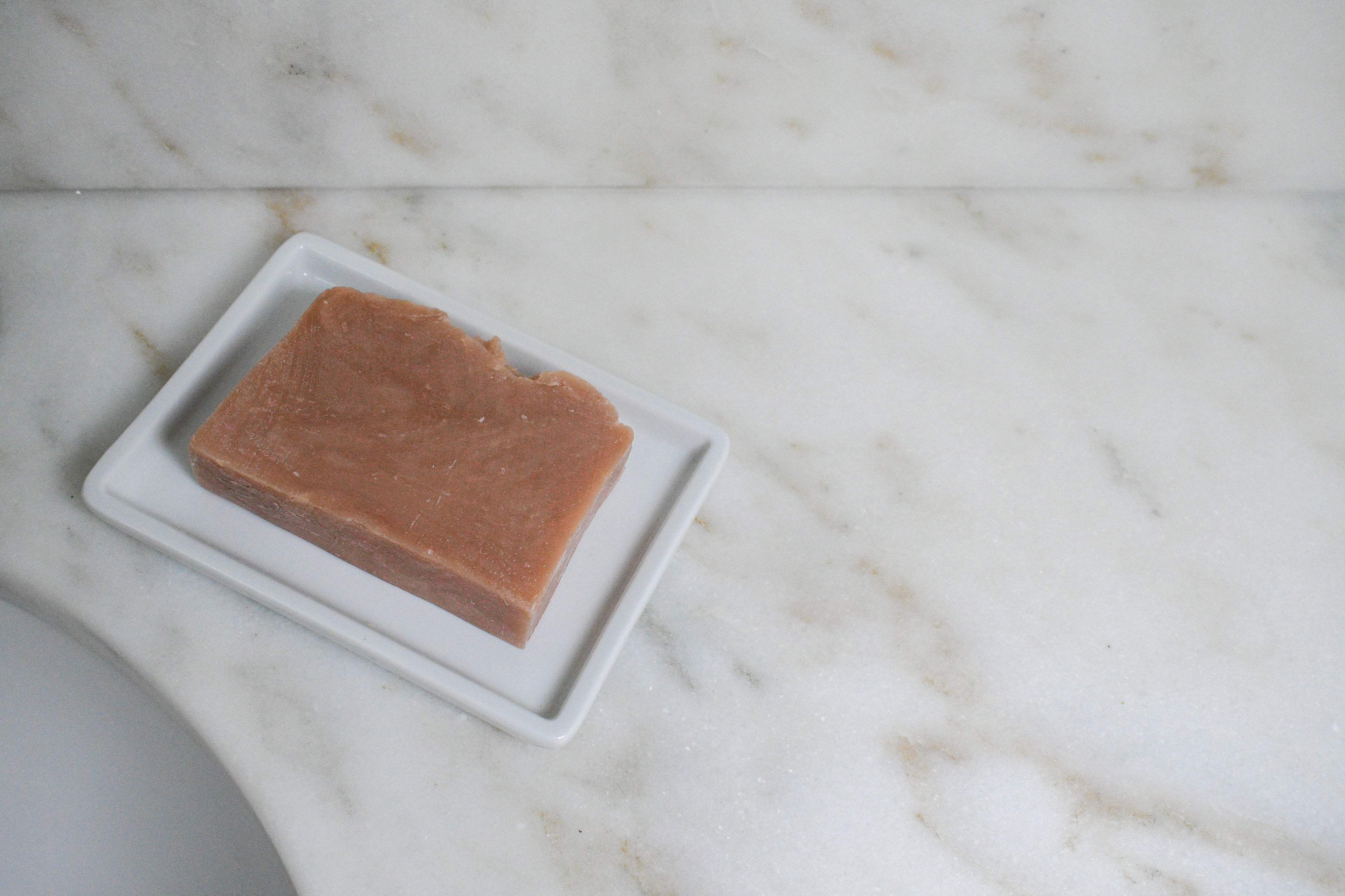 Kettle Rose beer soap on a ceramic dish