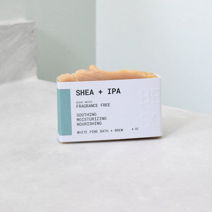bar of fragrance free Shea + IPA beer soap