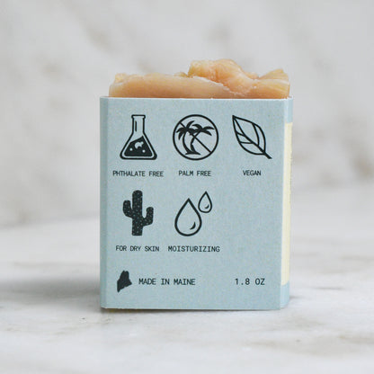 mini lemongrass shea + IPA beer soap: phthalate free, palm free, vegan, for dry skin, moisturizing, and made in Maine