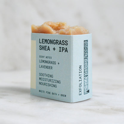 mini lemongrass shea + IPA beer soap: lemongrass and lavender, soothing, moisturizing, and nourishing