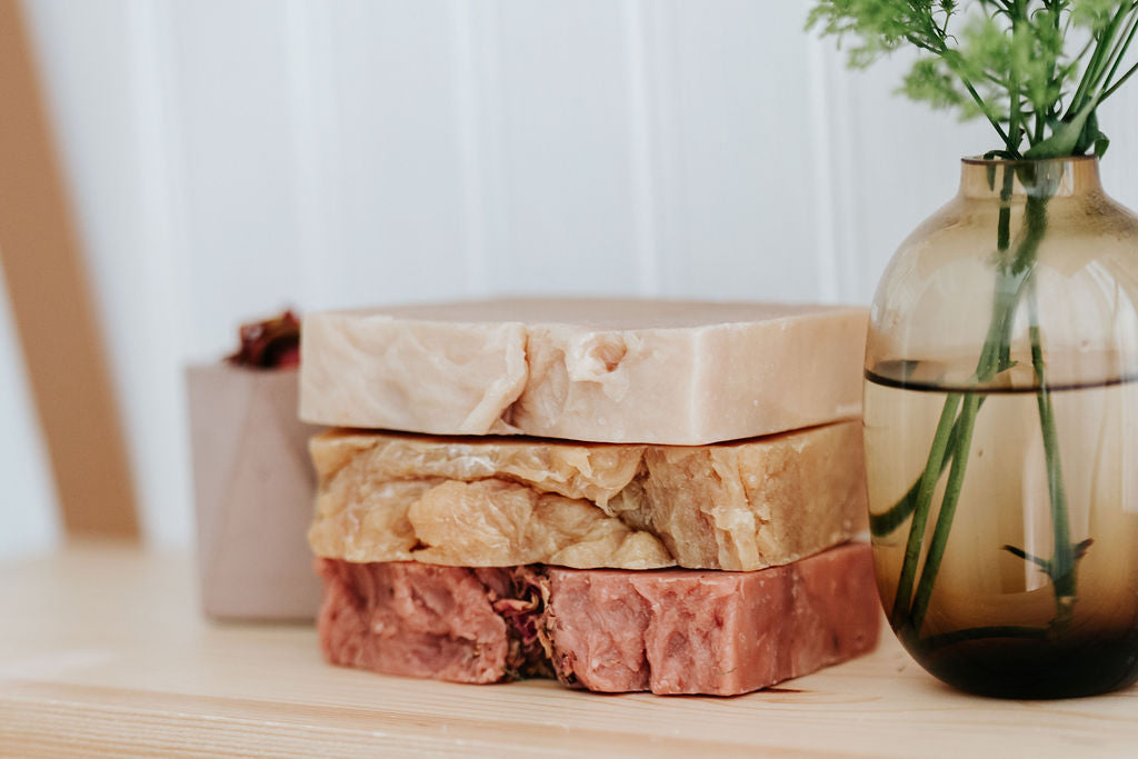 stack of three beer soaps